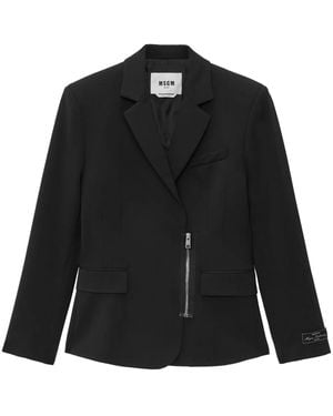 MSGM Zipped Single-Breasted Blazer - Black