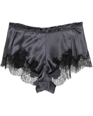 Carine Gilson Lace-Trim Silk Shorts - Grey