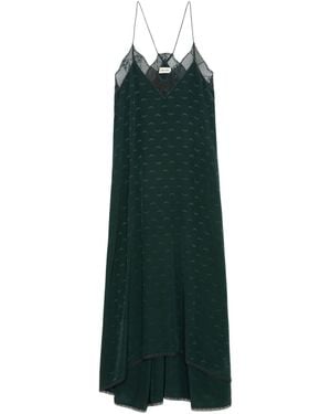 Zadig & Voltaire Logo-Print Slip Dress - Green