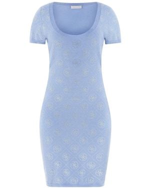 Guess Wool-Blend Rhinestones Dress - Blue