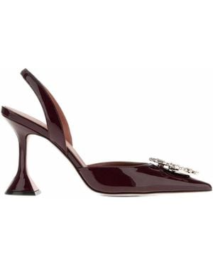 AMINA MUADDI Begum Sling 95 Merlot Patent Pumps - Red
