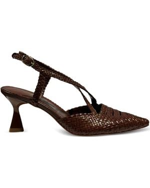 LA ROSE Moritz Woven Slingback Pumps - Brown