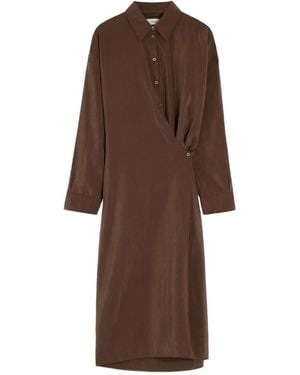 Lemaire Twisted Shirt Midi Day Dress - Brown