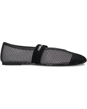 Karl Lagerfeld Mesh Ballerina Shoes - Black