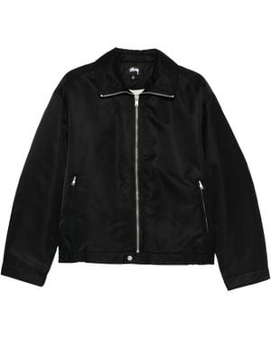Stussy Veste Zippée Doublée De Peau Lainée - Black