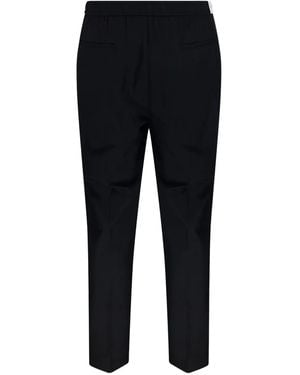 Entre Amis Elasticated-Waist Pleated Trousers - Black