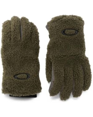 Oakley Fleece-Texture Logo-Patch Gloves - Green