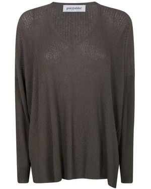 Gentry Portofino V-Neck Knitted Top - Grey