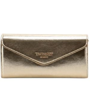 Twinset Logo-Detail Flap Wallet - Metallic