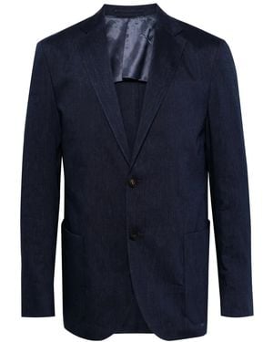 Corneliani Mélange-Effect Single-Breasted Blazer - Blue
