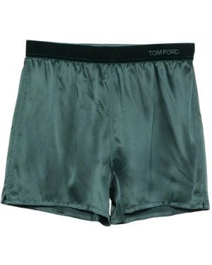 Tom Ford Logo-Waistband Silk Pajama Bottoms - Green