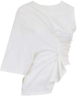 A.W.A.K.E. MODE Asymmetric Ruched Top - White