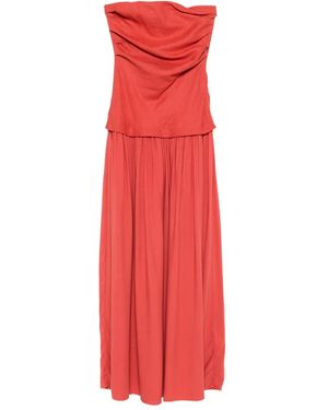 Faithfull the Brand Hedy Maxi Ruched Bandeau Dress - Red