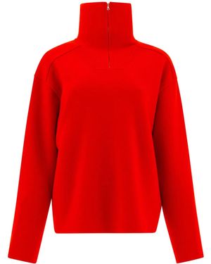 AURALEE Zip Turtleneck Jumper - Red