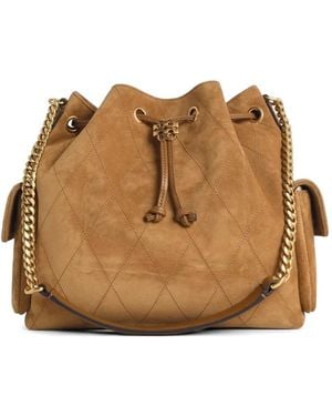 Tory Burch Charlie Matelassé Bucket Bag - Brown