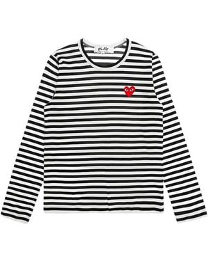 COMME DES GARÇONS PLAY Big Heart Striped T-shirt - ブラック