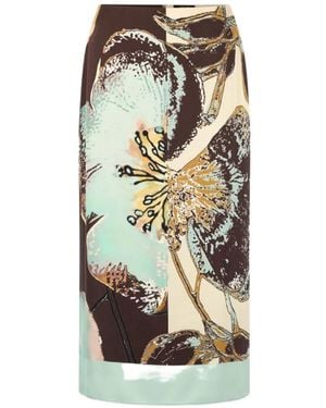 Marc Cain Floral-Print Midi Skirt - Brown