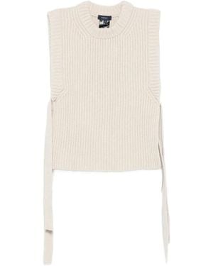 Soeur Sleeveless Woolen Sweater - White