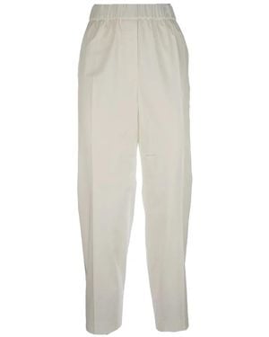 Peserico Elasticated-Waistband Pressed-Crease Trousers - White