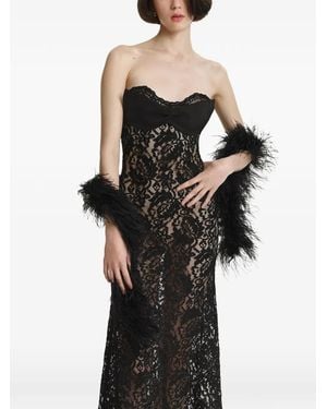 2310 STUDIO Écharpe Bordée De Plumes - Black