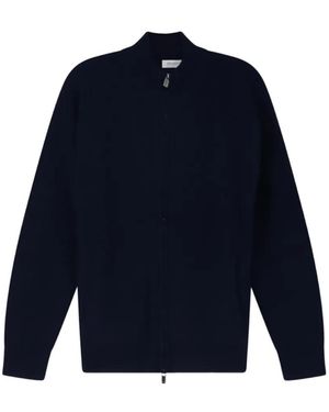 Bramani Cashmere Cardigan Côtelé À Fermeture Zippée - Blue