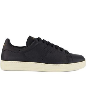 Tom Ford Perforated Lace-Up Leather Sneakers - Blue