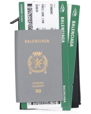 Balenciaga Passport-Style Leather Wallet - Green