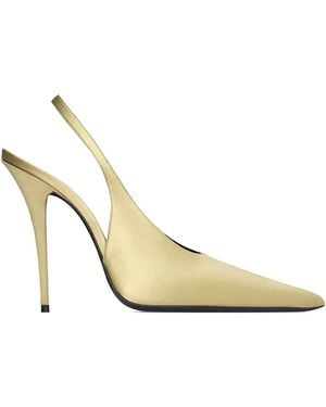 Saint Laurent 110Mm L'Entracte Slingback Pointed-Toe Court Shoes - Metallic