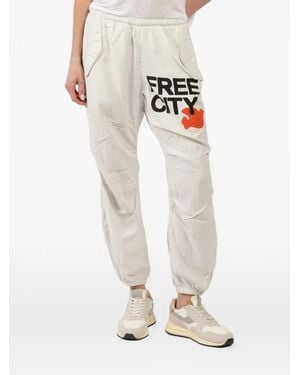 Freecity Elastic-Waistband Logo-Print Track Trousers - White