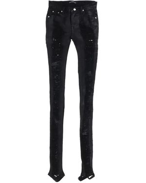 604SERVICE Distressed Skinny Jeans - Black