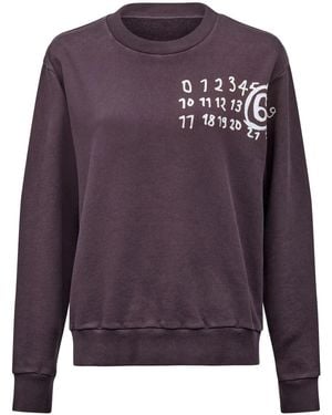 MM6 by Maison Margiela Numbers-Print Cotton Sweatshirt - Purple
