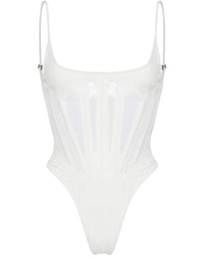 Mugler Semi-Transparenter Tanga-Badeanzug - Weiß