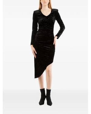 Patrizia Pepe Asymmetric Ruched Dress - Black