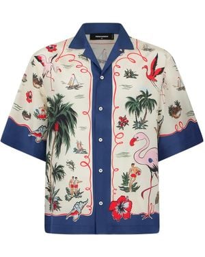 DSquared² Aloha Souvenir Patterned Shirt - Blue