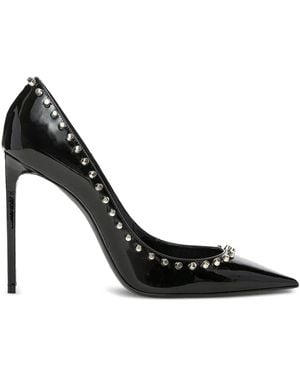 Saint Laurent 105Mm Zoe Patent Leather Studded Pumps - Black