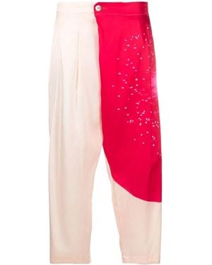 Pleats Please Issey Miyake Colour-Block Cropped Trousers - Pink