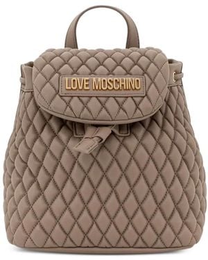 Love Moschino Quilted Logo-Plaque Backpack - Natural