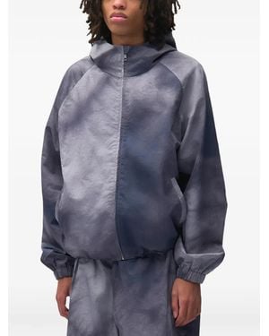 Arte' Faded-Effect Hooded Jacket - Blue