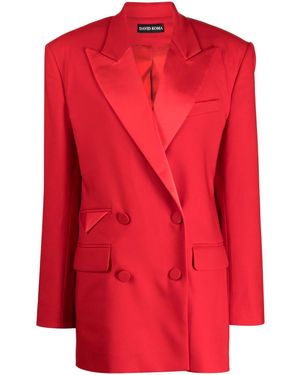 David Koma Double-Breasted Peak-Lapels Blazer - Red