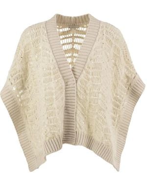 Peserico Sequin-Embellished Poncho - Natural