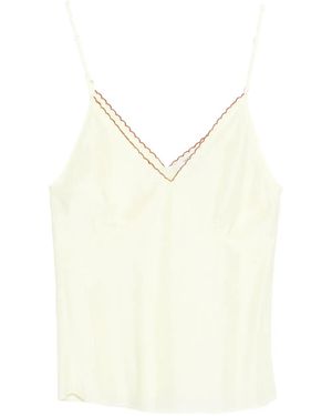 forte_forte Scalloped V-Neck Top - White