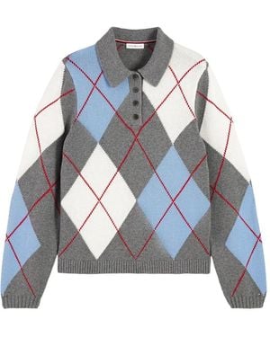 Tommy Hilfiger Jersey De Punto De Rombos Con Cuello De Polo - Azul