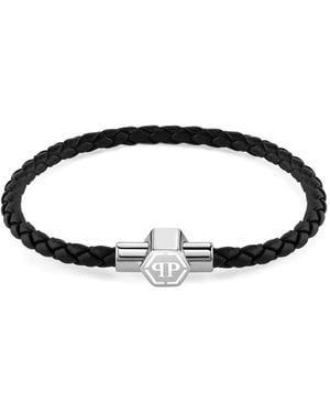 Philipp Plein Plein Enigma Braided Leather Bracelet - Metallic