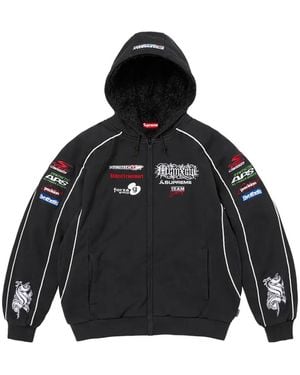 Supreme Racing Logo-Patch Zip-Up Hoodie - Black