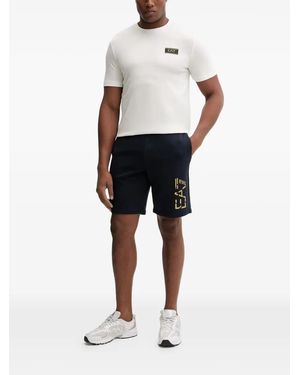 EA7 Short En Jersey À Logo Imprimé - Blue