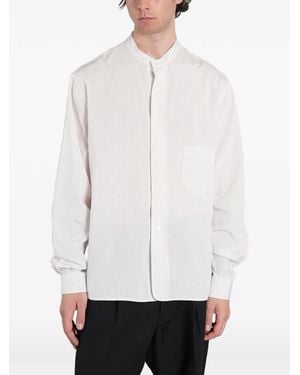 Grifoni Striped Band-Collar Shirt - White