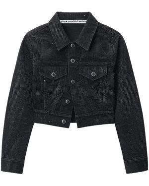 Alexander Wang Crystal-Embellished Denim Jacket - Black