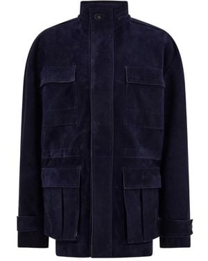 Ferragamo Utility Pockets Suede Blouson - Blue