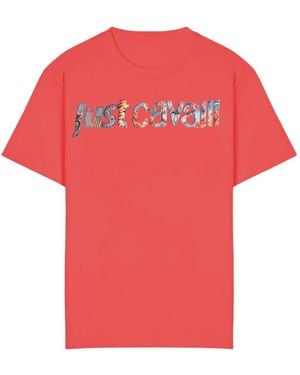 Just Cavalli Logo-Print Cotton T-Shirt - Red