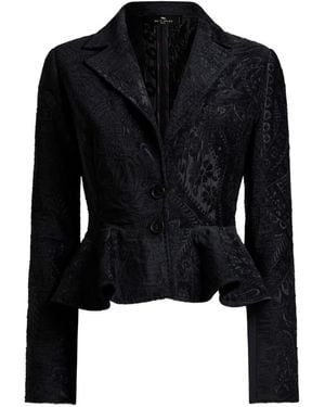 Etro Single-Breasted Floral Paisley Blazer - Black